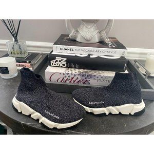 Ladies Balenciaga Sock Runner Shoe Trainer Metalli